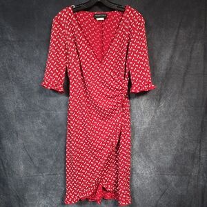 Connected Apparel Red and White Midi Dress